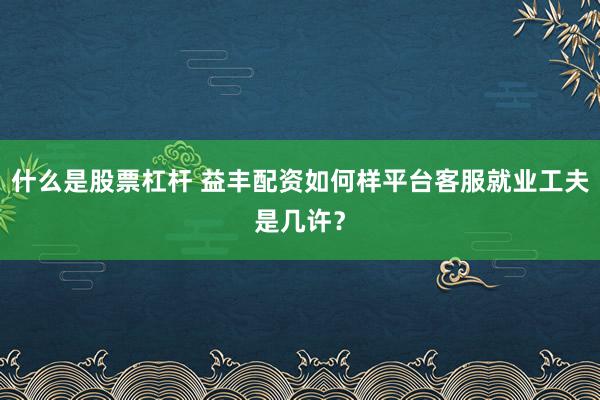 什么是股票杠杆 益丰配资如何样平台客服就业工夫是几许?