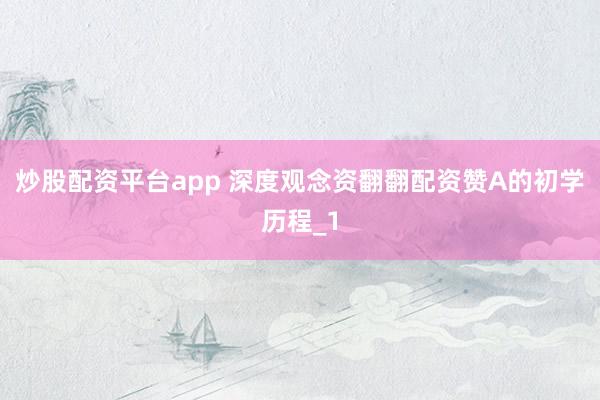炒股配资平台app 深度观念资翻翻配资赞A的初学历程_1